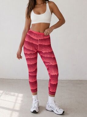 PUMA DryCELL Coral Abstract Print Capri Leggings Activewear L